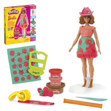 Play-Doh, Barbie Projektantka, Kwiaty i frędzle, zestaw kreatywny z lalką
