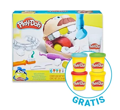 Play-Doh, Dentysta, 6 tub, zestaw kreatywny + 4 tuby GRATIS, zestaw promocyjny
