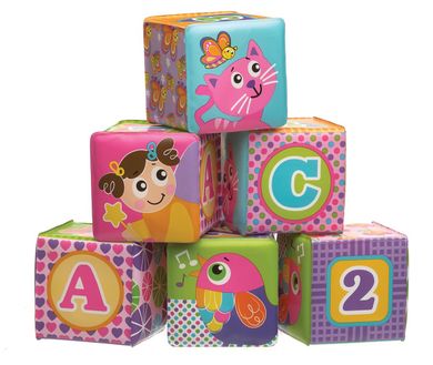 Playgro, Miękkie klocuszki, różowe