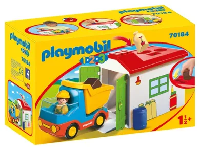 Playmobil, 1.2.3., Ciężarówka z garażem z funkcją sortera, 70184