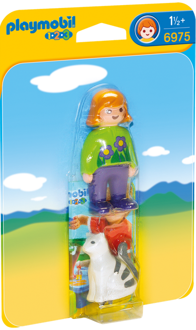 Playmobil, 1.2.3., Dziewczynka z kotem, figurki, 6975