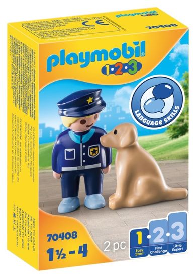Playmobil, 1.2.3., Policjant z psem, 70408