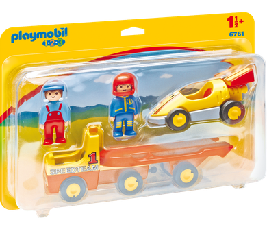Playmobil, 1.2.3., Wyścigówka z lawetą, 6761