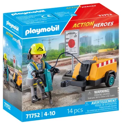 Playmobil, Action Heroes, Pracownik budowlany z młotem pneumatycznym, 71752