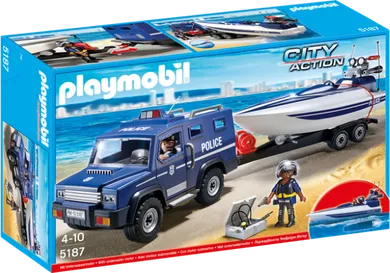 Playmobil, City Action, City Action, Pojazd terenowy policji z motorówką, 5187