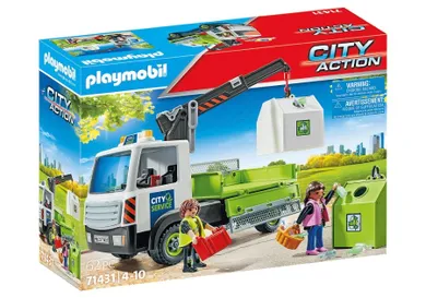 Playmobil, City Action, Samochód ciężarowy z kontenerami na szkło, 71431