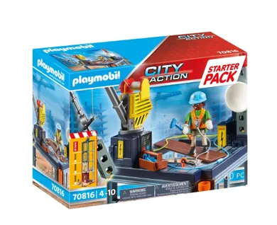 Playmobil, City Action, Starter Pack: Plac budowy z wciągarką linową, 70816