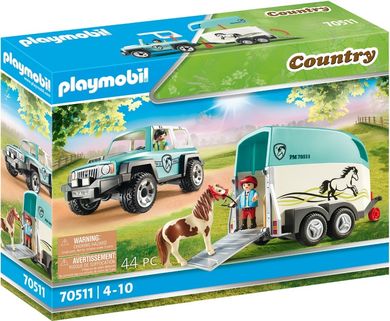 Playmobil, Country, Samochód z przyczepą dla kucyka, 70511