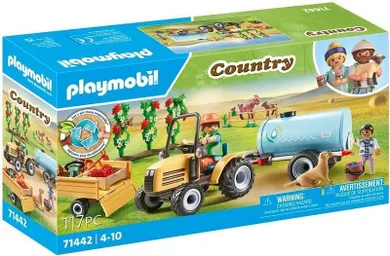 Playmobil, Country, Traktor z przyczepą i zbiornikiem na wodę, 71442