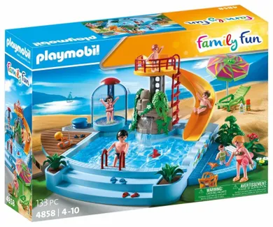 Playmobil, Family Fun, Basen odkryty ze zjeżdżalnią, 4858