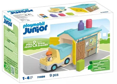Playmobil, Junior, Ciężarówka z garażem z funkcją sortera, 71686