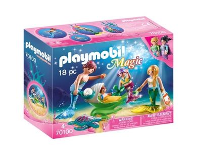 Playmobil, Magic, Rodzina syrenek z wózkiem z muszli, 70100