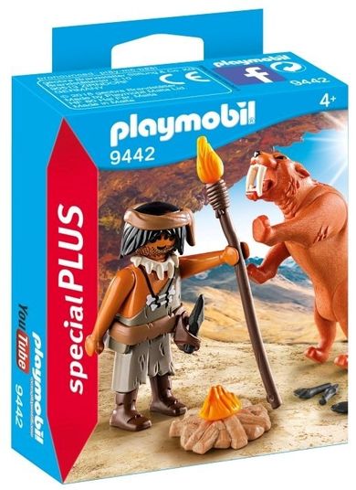 Playmobil, Special Plus, Neandertalczyk z tygrysem szablozębnym, 9442