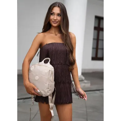 Plecak miejski, beżowy, skóra ekologiczna, Peterson