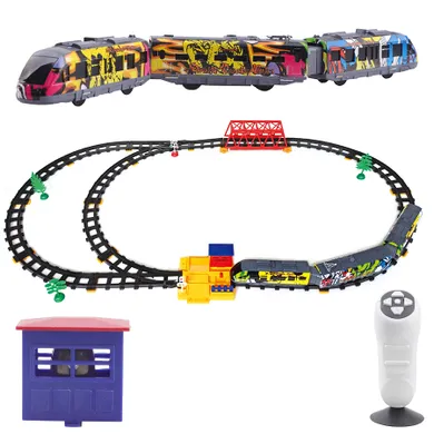 Pociąg, kolejka zdalnie sterowana, światło i dźwięk, 51 elementów