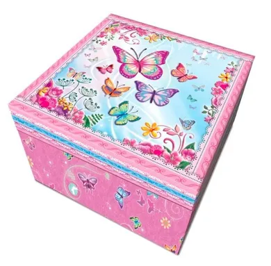 Pocoware, szkatułka z pozytywką, motylki, kwadrat