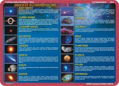 Podkładka edukacyjna, dwustronna, Mapy nieba i obiekty astronomiczne