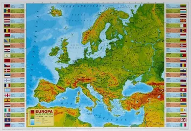 Podkładka na biurko, mapa fizyczna Europy