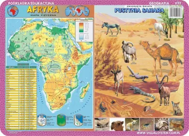 Podkładka na biurko, mata, dwustronna, Afryka, zwierzęta Sahary, sawanny afrykańskiej, dżungli afrykańskiej