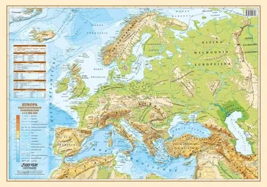 Podkładka na biurko, mata, Mapa Europa polityczno-fizyczna 1:12 000 000