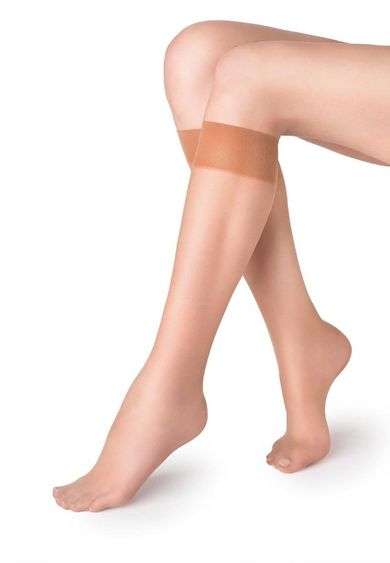 Podkolanówki damskie, ufki, beżowe, 15 DEN, zestaw, 2 szt., Marilyn