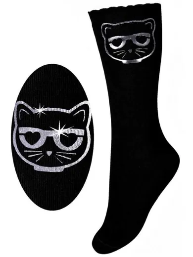 Podkolanówki dziewczęce, czarne, Milusie