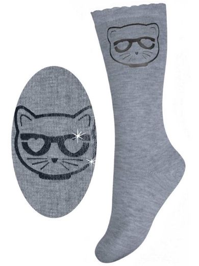 Podkolanówki dziewczęce, jasnoszare melanż, Milusie