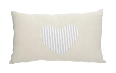 Poduszka podłużna, beżowa z sercem, 30-50 cm