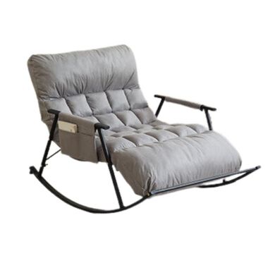 Podwójny fotel bujany z czarną metalową podstawą, szary