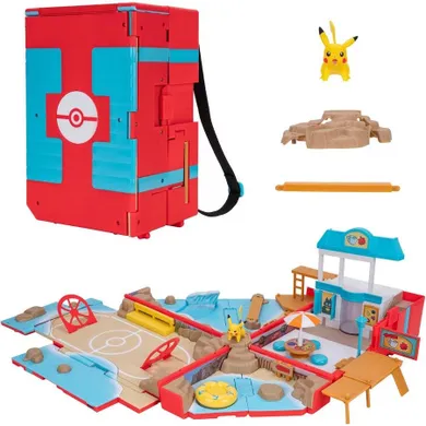 Pokemon, Carry Case Beach Battle Playset, składana arena bitewna z figurką Pikachu