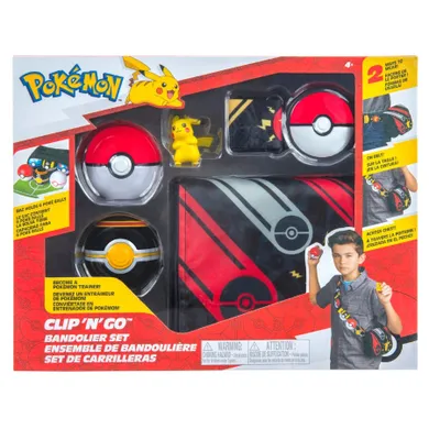 Pokemon, Clip'n'Go, Bandolier Set, zestaw trenera z Pokeball, Luxury Ball i figurką Pikachu