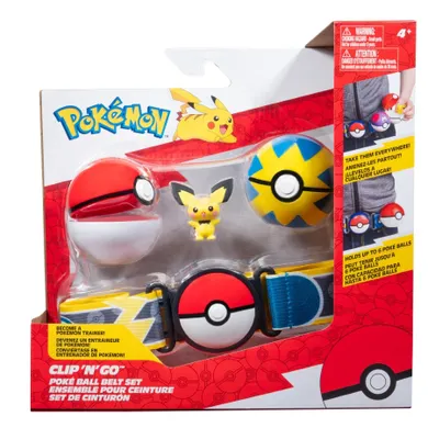 Pokemon, Clip‘n’Go, Poke Ball Belt Set, pas trenera z figurką Pichu