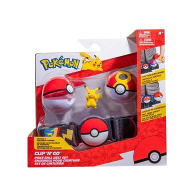 Pokemon, Clip'n'Go, Poke Ball Belt Set, pas trenera z figurką Pikachu