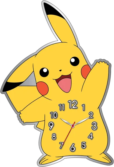 Pokemon, metalowy zegar ścienny 3D, Pikachu
