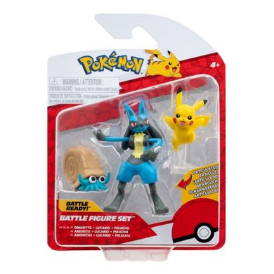 Pokemon, Omanyte, Pikachu #10, Lucario, figurki bitewne