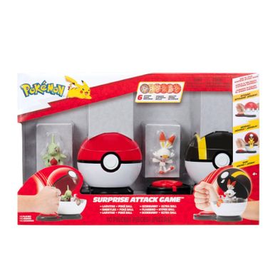 Pokemon, Surprise Attack Game, Larvitar i Scorbunny, figurki z Poke Ball, 10 elementów