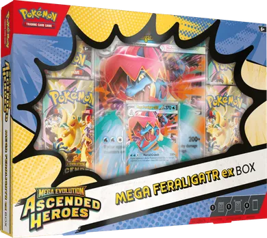 Pokemon TCG: Mega Evolution, Ascended Heroes, Mega Feraligatr ex Box, gra karciana