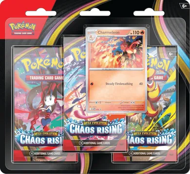Pokemon TCG: Mega Evolution, Chaos Rising, 3-Pack Blister, gra karciana, dodatek