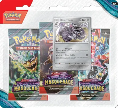 Pokemon TCG: Scarlet & Violet, Twilight Masquerade, Revavroom, gra karciana, 3-pack