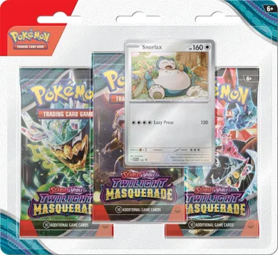 Pokemon TCG: Scarlet & Violet, Twilight Masquerade, Snorlax, gra karciana, 3-pack