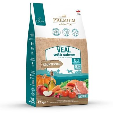 Pokusa, Premium Selection, sucha karma dla psa, cielęcina, łosoś, 12 kg