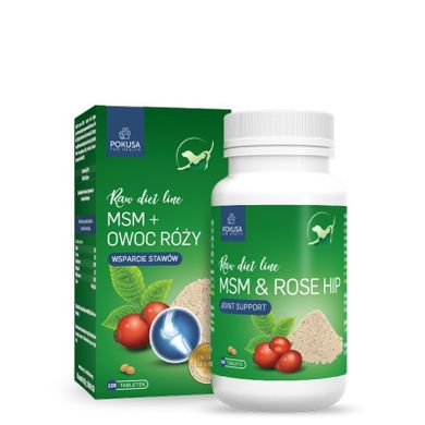 Pokusa, Raw Diet Line MSM + Rose Hip, suplement dla psa i kota, 120 szt.