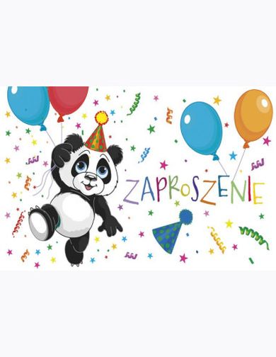 Pol-Mak, zaproszenie, 16-9,5 cm, Urodziny, balony pandy, 10 szt.