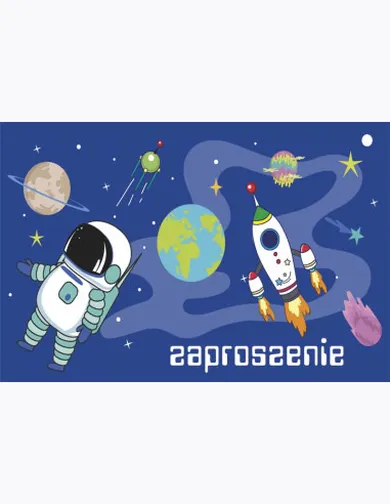 Pol-Mak, zaproszenie, 16-9,5 cm, Urodziny, kosmos, 10 szt.