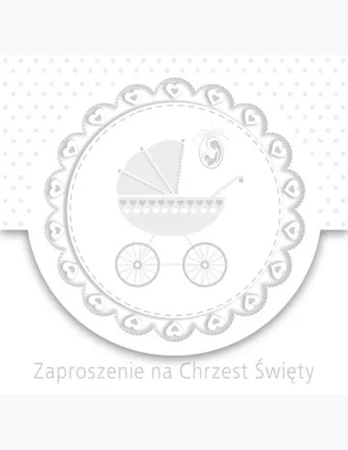 Pol-Mak, zaproszenie kwadrat, 12-12 cm, Chrzest, srebrne, 10 szt.