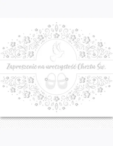 Pol-Mak, zaproszenie kwadrat, 12-12 cm, Chrzest, srebrne, 10 szt.