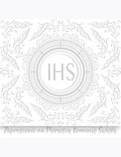 Pol-Mak, zaproszenie kwadrat, 12-12 cm, Komunia, srebrne, 10 szt.