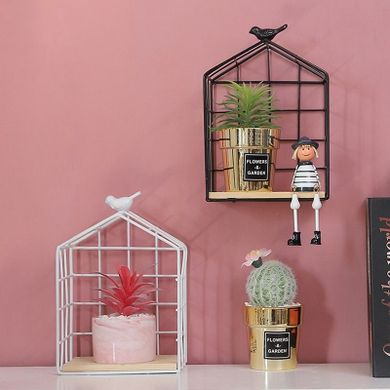 Półka dekoracyjna w kształcie domku, styl Loft, czarna, 15,5-10 cm