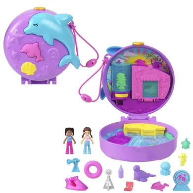 Polly Pocket, Akwarium Delfina, zestaw kompaktowy z figurkami i akcesoriami