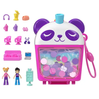 Polly Pocket, Bubble tea pandy, kompaktowy zestaw do zabawy z figurkami i akcesoriami